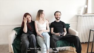 Two French beauties share a thick dick in an amateur threesome