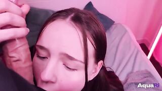 Cute schoolgirl receives a cock in her mouth