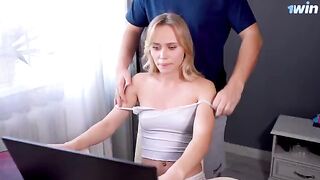 A young guy fucks his stepsister, a steamy roleplay massage scene