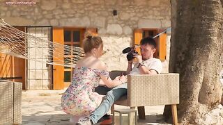 A daring outdoor encounter with a neighbor in a rural area, it's fantastic!