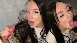 Risky public blowjob with cum on face and cheating