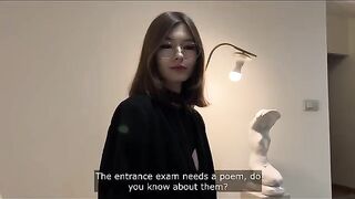 A hot classmate wants to pass the exam without studying, featuring homemade action