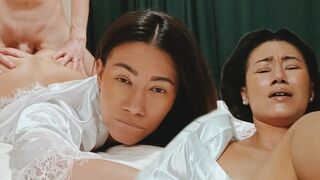 An Asian stepmom is exhausted and needs some help to relieve her stress