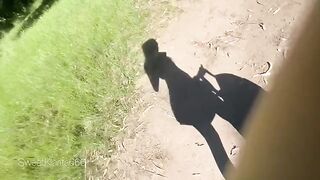 Babe fucks with a guy in the middle of the forest