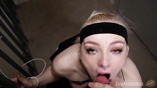 Blue-eyed bitch teenanna gets her throat filled with cock