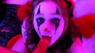 The kinky clown demands a blowjob and a facial from his audience