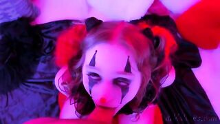 The kinky clown demands a blowjob and a facial from his audience