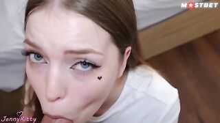 The delivery girl was so sexy that the guy couldn't resist fucking her