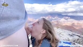 Epic hiking fucking on top of a cliff with blonde amateur
