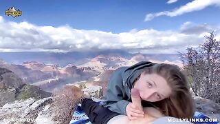 Epic hiking fucking on top of a cliff with blonde amateur