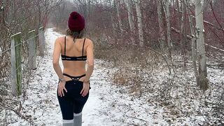 A wife is getting creampied by her husband and friend outdoors