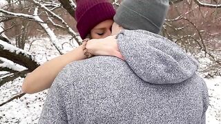A wife is getting creampied by her husband and friend outdoors
