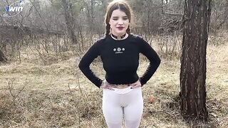 A babe is having fun with a forest maniac