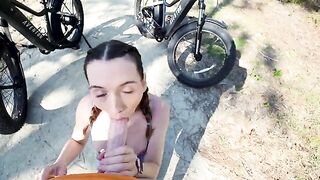 Petite brunette gets her pussy smashed by huge white cock