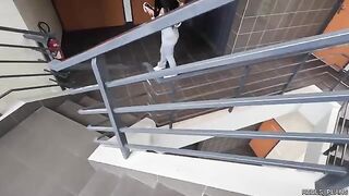 Two fake agents fucked a Chilean model with perfect ass in an elevator