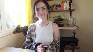 Nerdy girl shows her real face in anal action
