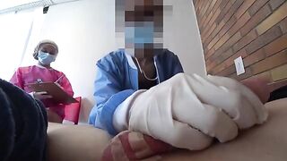 Two crazy nurses checked my dick in a hospital setting. Public nutting