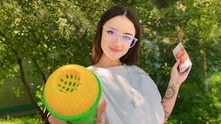A forest fuck adventure with a hot Russian girl and an intense BJ session