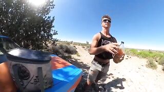 A couple has sex right on the car hood at the hot springs