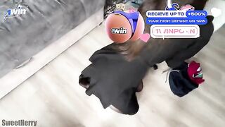 A neighbour girl checks the strength of her husband's cock