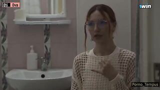 Russian schoolgirl gets her pussy smashed by two cocks in a row