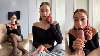 My boyfriend sent me to cheat! I told on the phone about the intense throat action!