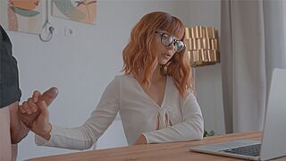 Redhead babe gets her pussy filled with cum on Zoom