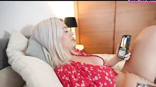A babe gets caught masturbating and her man fucks her hard