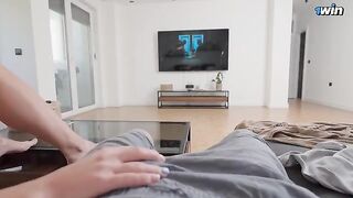 My stepsister services my big cock when the house is empty