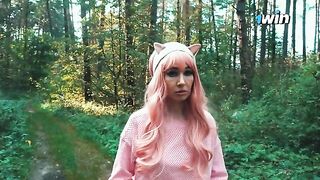 A beauty got lost in the forest and met a forester