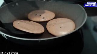 A delicious pancake for breakfast and a passionate guy right after