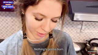Flatmate-girl doesn't mind periodic sex in the kitchen