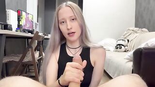 A cute silver-haired girl gets a lot of cum in her pussy. Creampie POV