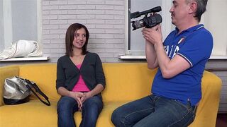 Skinny brunette babe gets fucked at casting by a fake agent