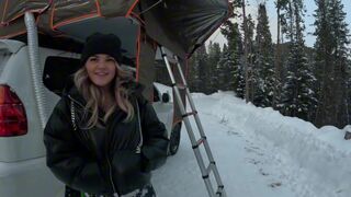 Girl seduces a stranger in her tent while her boyfriend is asleep
