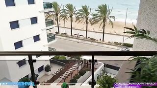 A sexy girl fucked on the balcony with the sea view