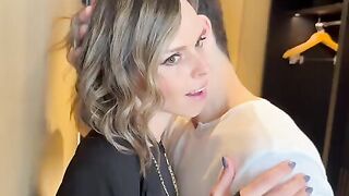 A sexy woman was fucked by two cocks and got a lot of sperm on her face