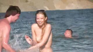 A mature woman got her ass holes licked on the beach