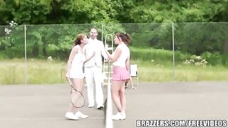 A girl received a tennis racket from her rich uncle friend