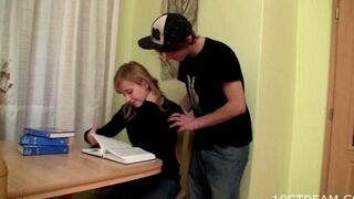 The girl was eager, so she made a bold move to her stepbrother