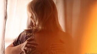 Relaxing big tits massage with a blonde that gets her very horny