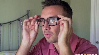 The guy tore off the red underwear from his girl and fucked her on the bed