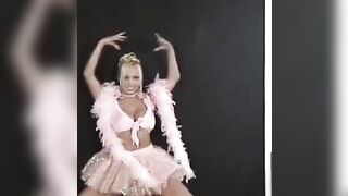 The sexy Russian is dancing and showing her body to the audience