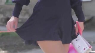 A very beautiful girl appears on camera wearing only stockings, it's a shame