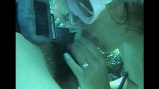 Sex under the water with a girl with a hairy pussy