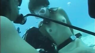 Sex under the water with a girl with a hairy pussy