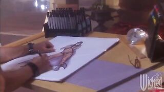 A woman with beautiful big tits is having fun with a man