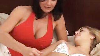Young and old lesbians enjoy passionate sex with a strap-on