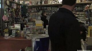 The sexy girl was fucked hard in the store, and it was all caught on camera