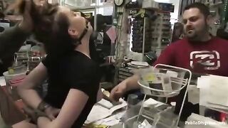 The sexy girl was fucked hard in the store, and it was all caught on camera